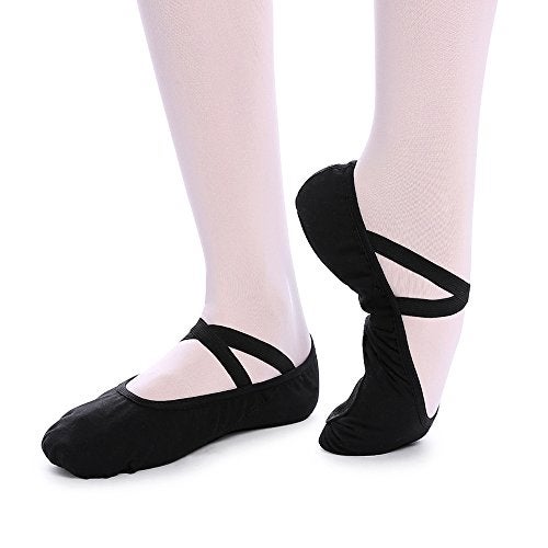 Bezioner Girls Canvas Ballet Shoes Ballet Slipper for Kids Women Yoga Shoes for Dancing-Black (Size 6 Adult) - Image 2