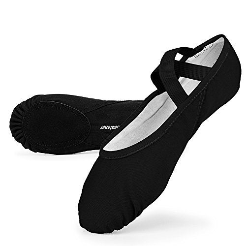 Bezioner Girls Canvas Ballet Shoes Ballet Slipper for Kids Women Yoga Shoes for Dancing-Black (Size 6 Adult) - Image 3