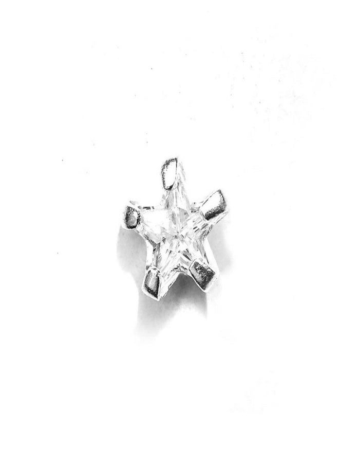 ZAVYA 925 Sterling Silver Cubic Zirconia CZ Star Minimal Nath Rhodium Plated Nose Pin | Stylish Silver Nose Ring | Gift for Women & Girls | With Certificate of Authenticity and 925 Hallmark - Image 1