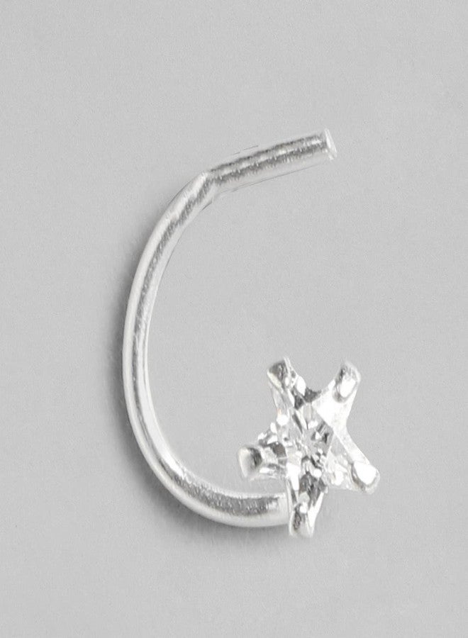 ZAVYA 925 Sterling Silver Cubic Zirconia CZ Star Minimal Nath Rhodium Plated Nose Pin | Stylish Silver Nose Ring | Gift for Women & Girls | With Certificate of Authenticity and 925 Hallmark - Image 4