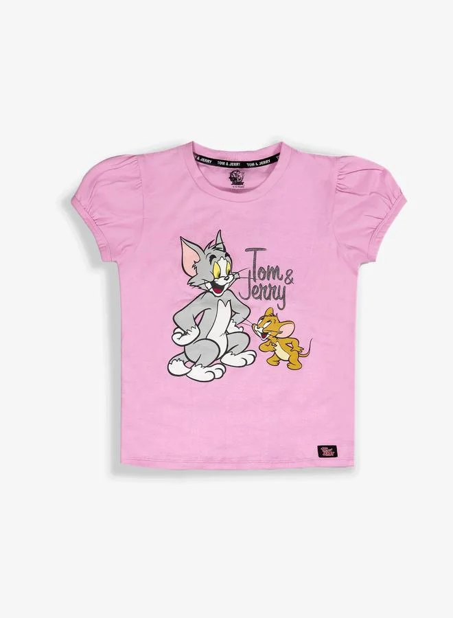 Tom And Jerry Graphic Print Round Neck Fashion T-shirt