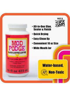 Mod Podge Complete Decoupage Kittwo 16Oz Bottles Waterbase Sealer/Glue (Matte Gloss Finish) With 4Pk Foam Brush Set, Clear  - Image 2