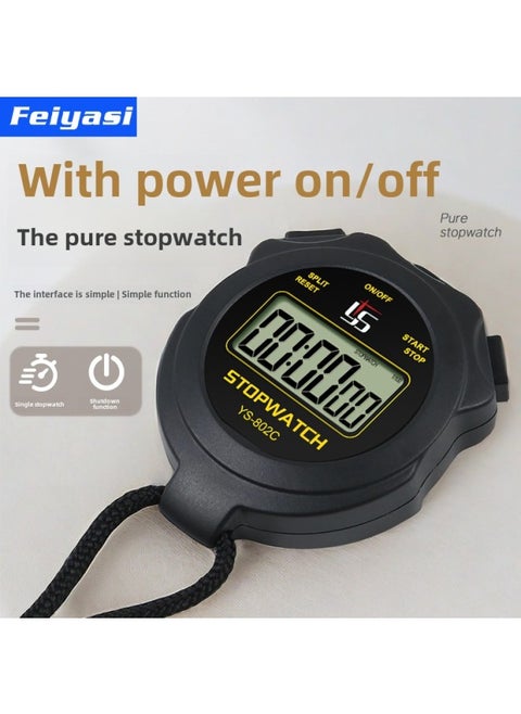 Stopwatch Competition Waterproof Swimming Timer Track And Field Professional High School Entrance Examination Running Electronic Stopwatch PE Teacher-Display Accuracy:Black 805-c Chinese, Shutdown/(free Battery)