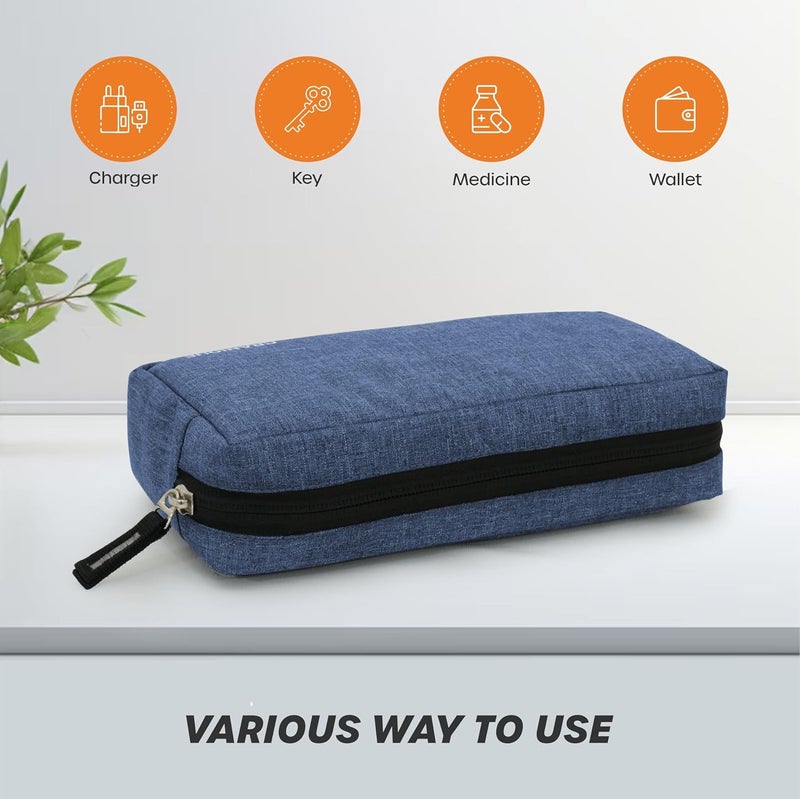 Cranique Polyester Travel Organizer Gadget Case | Electronic Accessories Storage Pouch for Power Adapters, Hard Disk, Power Bank, Cables, Dongle, Pen Drives, Laptop Charger Pouch (QP2) (Blue) - Image 2