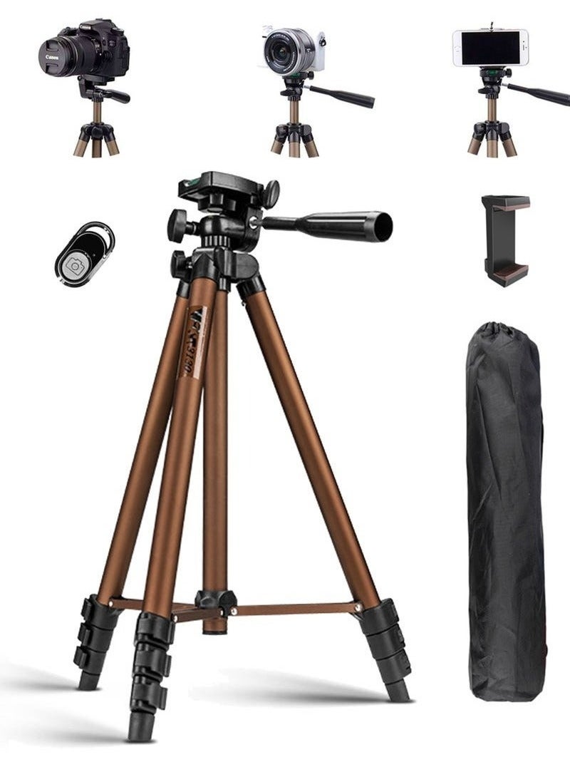 OULIYO 40-123cm Extendable Phone Tripod and Camera Stand with Bluetooth Remote and Phone Holder Clip and Storage Bag ,Portable Selfie Stick Tripod Outdoor Camera Stand for Photography Video Recording Live Streaming  - Image 1