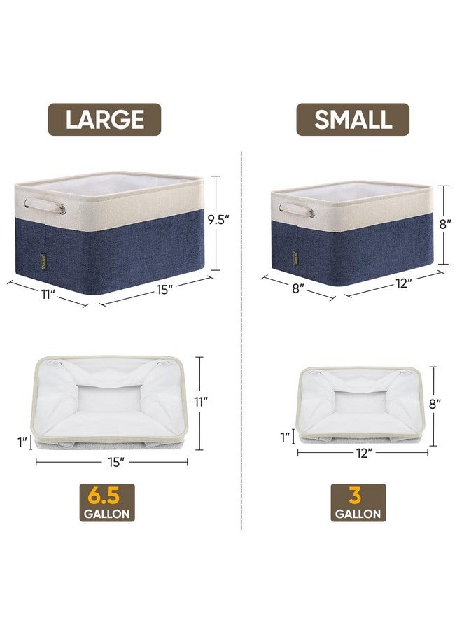 Baleine BALEINE 4 Pack Fabric Storage Bins for Shelves, Linen Storage Baskets for Organizing, Decorative Closet Bins for Clothes, Home (Navy Blue, 15"x11"x9.5")  - Image 2