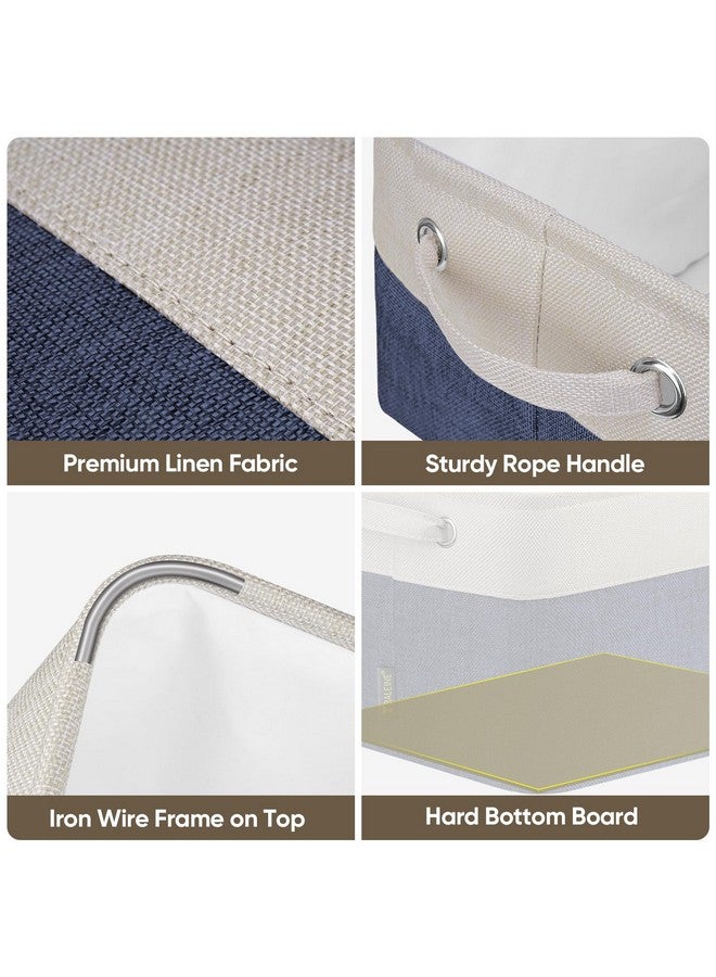 Baleine BALEINE 4 Pack Fabric Storage Bins for Shelves, Linen Storage Baskets for Organizing, Decorative Closet Bins for Clothes, Home (Navy Blue, 15"x11"x9.5")  - Image 3