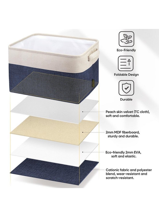Baleine BALEINE 4 Pack Fabric Storage Bins for Shelves, Linen Storage Baskets for Organizing, Decorative Closet Bins for Clothes, Home (Navy Blue, 15"x11"x9.5")  - Image 4