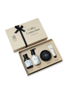 Saffron Swirl Gift Box | Saffron Body Wash, Saffron Body Scrub, Saffron Face Wash, Saffron Face Scrub | Healing & Rejuvenating Skincare For All Skin Types | Ideal Gift For Birthdays, Anniversaries & Special Occasions (Pack Of 4) (Gift Box, Coffee Connection)