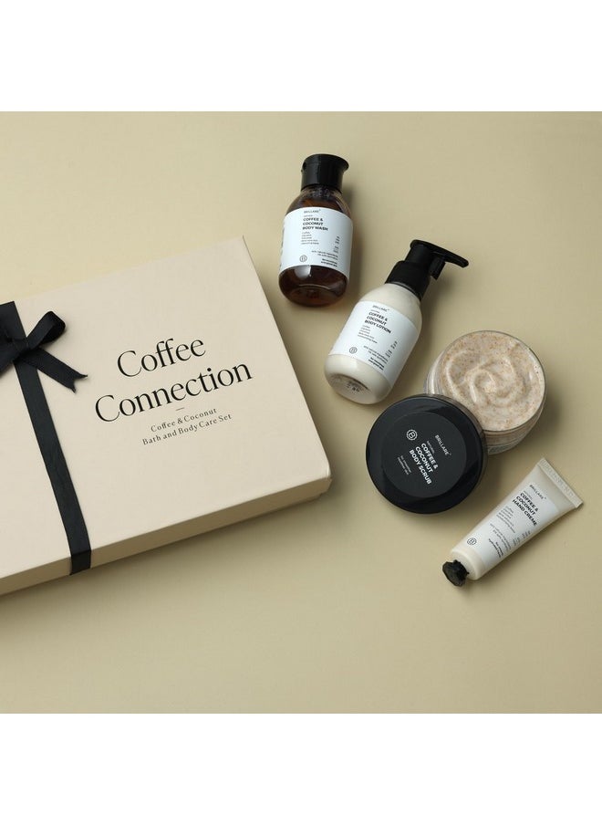 BRILLARE - Saffron Swirl Gift Box | Saffron Body Wash, Saffron Body Scrub, Saffron Face Wash, Saffron Face Scrub | Healing & Rejuvenating Skincare For All Skin Types | Ideal Gift For Birthdays, Anniversaries & Special Occasions (Pack Of 4) (Gift Box, Coffee Connection) - Image 1