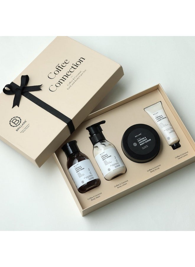 BRILLARE - Saffron Swirl Gift Box | Saffron Body Wash, Saffron Body Scrub, Saffron Face Wash, Saffron Face Scrub | Healing & Rejuvenating Skincare For All Skin Types | Ideal Gift For Birthdays, Anniversaries & Special Occasions (Pack Of 4) (Gift Box, Coffee Connection) - Image 1
