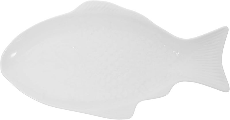 DOITOOL Fish Plate Fish Plate Ceramic Serving Platter Dish Fish Shape Textured Serving Dish Porcelain Serving Platter Food Tray Party Platter for Fruit or Cheese 132L x 73W - Image 1