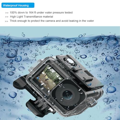 Husiway Accessories Bundle for DJI Osmo Action 5 Pro/Action 4/3 Waterproof Case Diving Housing Silicone Case Glass Screen Protector Film Whole Kit 60E (Kit1 for DJI Osmo Action 5 Pro/4/3) - Image 2