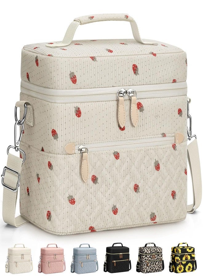 Capolo Lunch Box for Women Men Adults,Insulated Lunch Bag Leakproof Lunch Cooler Box with Removable Strap Cute Lunch Tote Bags Reusable Thermal Lunchbox for Work Picnic(Small,Strawberry) - Image 1