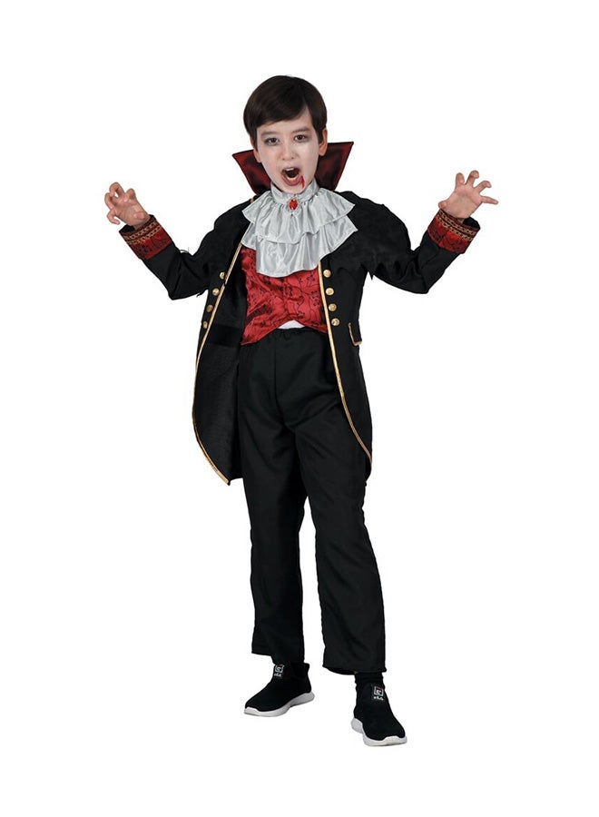 Toyland Kids Vampire Costume – Classic Black and Red Halloween Outfit with Jacket and Jabot, Medium - Image 1