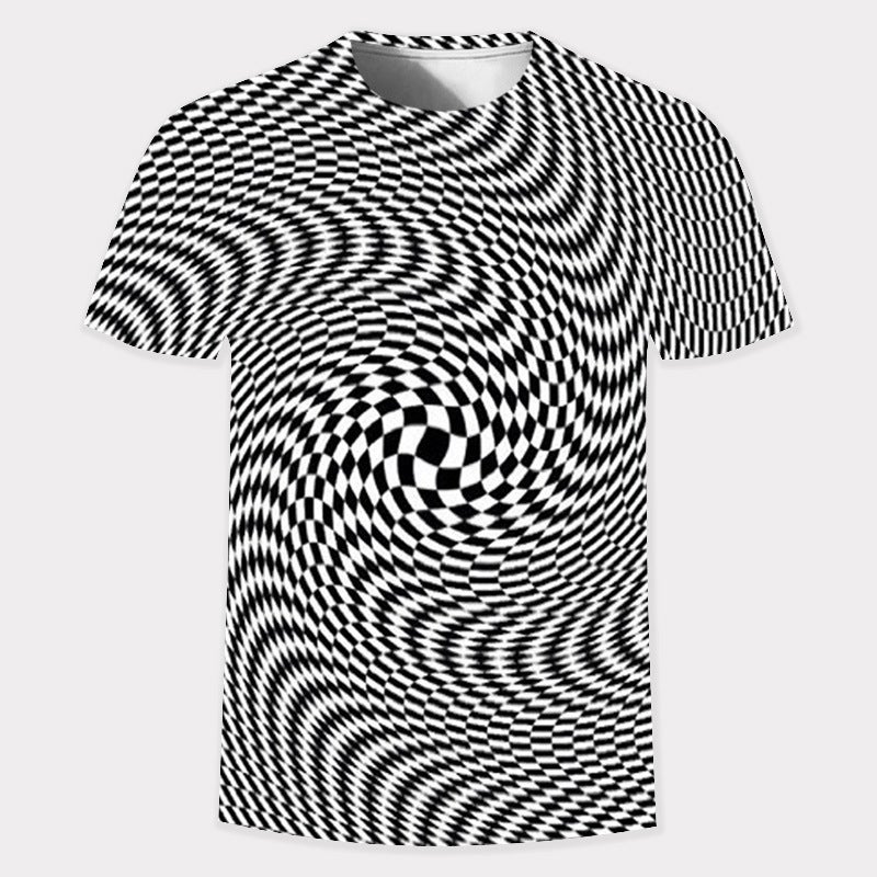 2023 Smart Color Vortex 3D Digital Printing Youth Trend T-Shirt To Map-System - Image 1