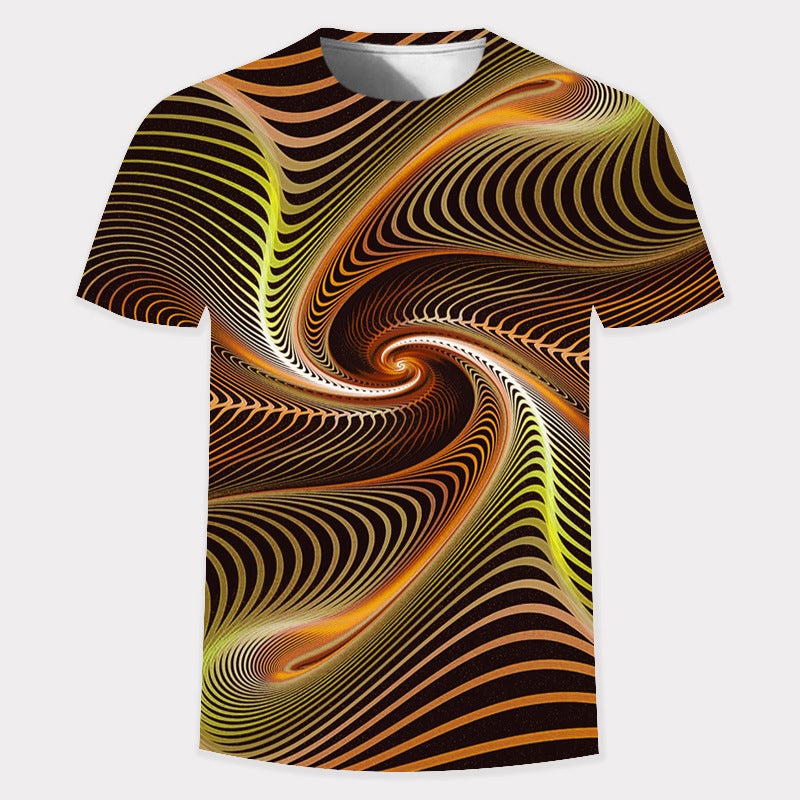 2023 Smart Color Vortex 3D Digital Printing Youth Trend T-Shirt To Map-System - Image 2