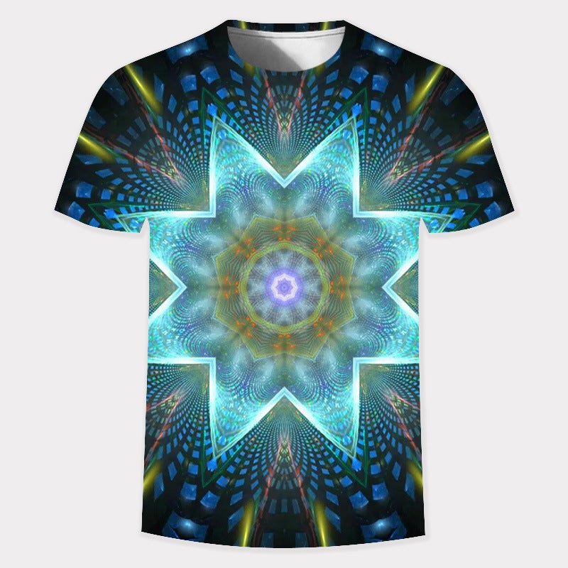 2023 Smart Color Vortex 3D Digital Printing Youth Trend T-Shirt To Map-System - Image 4