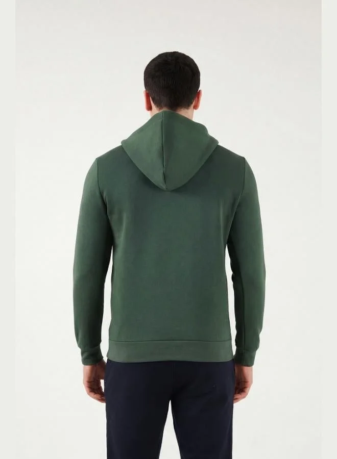 Buratti  Buratti Cotton Slim Fit Hooded Sweatshirt with Kangaroo Pocket and Zipper Detail for Men 575707 for Men | Best Price UAE