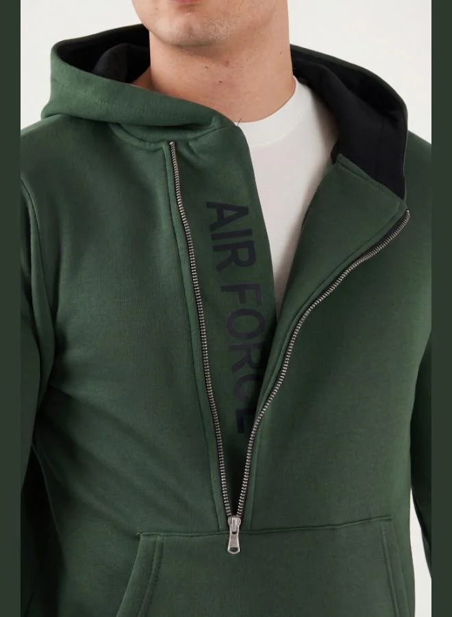 Buratti  Buratti Cotton Slim Fit Hooded Sweatshirt with Kangaroo Pocket and Zipper Detail for Men 575707 for Men | Best Price UAE