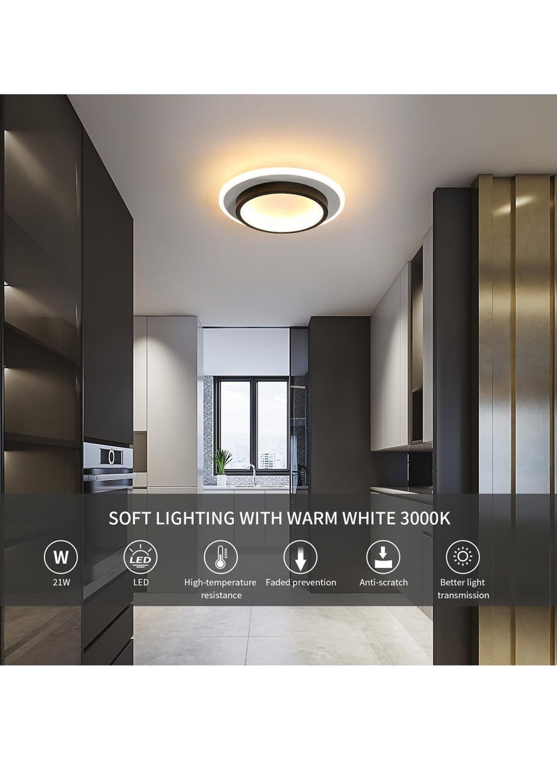 والالا قطعة واحدة من مصابيح السقف LED الحديثة مقاس 9 بوصات، 21 وات 3000 كلفن، مصباح دائري مثبت في الردهة، للمطبخ والممر والشرفة، باللونين الأسود والأبيض - Image 4