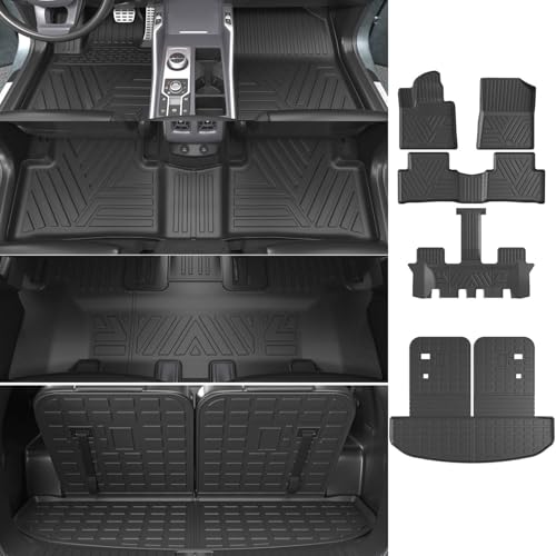 powoq Floor Mats Compatible with 2021-2025 KIA Sorento Cargo Liner with Backrest MatsTrunk Mat Replacement for KIA Sorento 2021 2022 2023 2024 2025 Accessories(Trunk Mat with Backrest Mat+Floor Mats) - Image 1