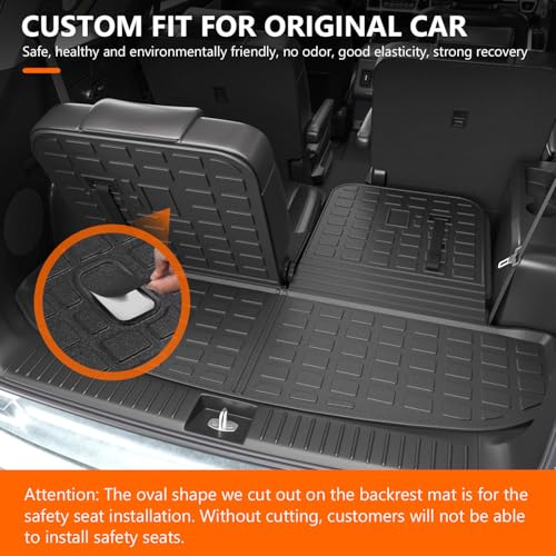 powoq Floor Mats Compatible with 2021-2025 KIA Sorento Cargo Liner with Backrest MatsTrunk Mat Replacement for KIA Sorento 2021 2022 2023 2024 2025 Accessories(Trunk Mat with Backrest Mat+Floor Mats) - Image 3