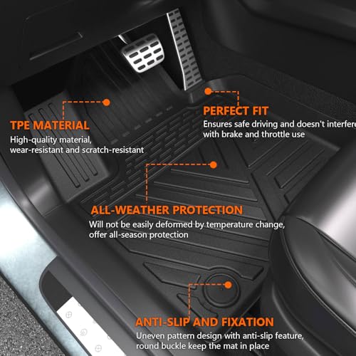 powoq Floor Mats Compatible with 2021-2025 KIA Sorento Cargo Liner with Backrest MatsTrunk Mat Replacement for KIA Sorento 2021 2022 2023 2024 2025 Accessories(Trunk Mat with Backrest Mat+Floor Mats) - Image 5