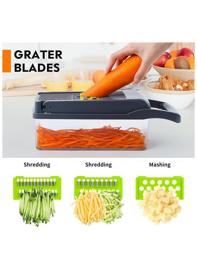 ELTRAZONE Vegetable Chopper, Pro Onion Chopper, Multifunctional 13 in 1 Food Chopper, Kitchen Vegetable Slicer Dicer Cutter, Veggie Chopper With 8 Blades - Image 3