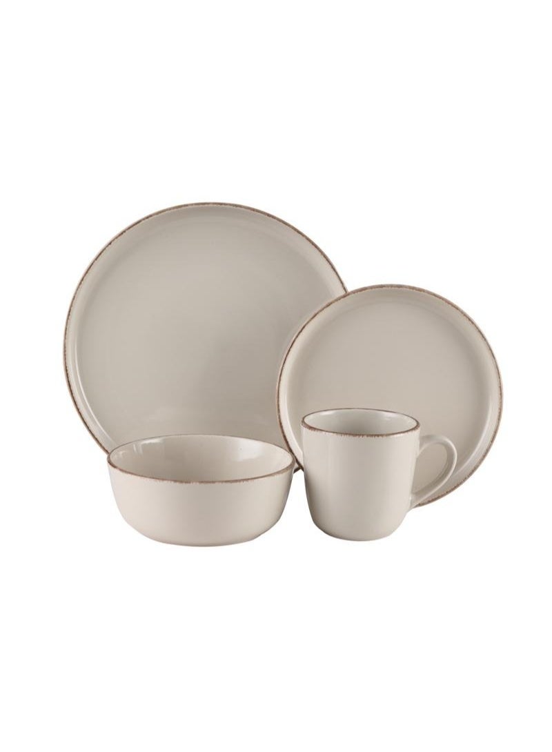 بين سيرفي طقم عشاء أنيق من 16 قطعة، مصنوع من الخزف الحجري عالي الجودة، لون بيج - Image 2