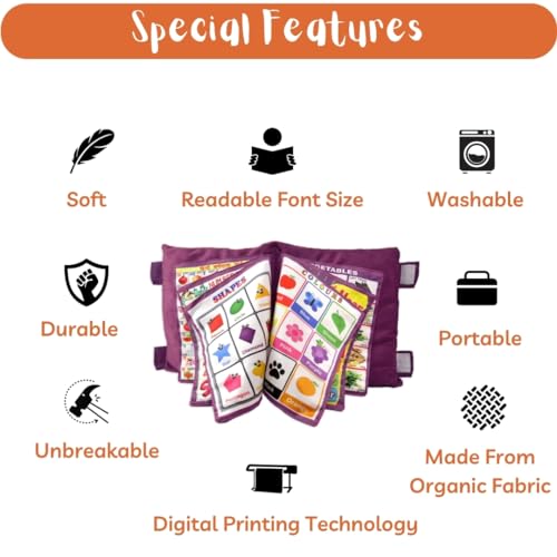 Keshav Creation Polyester Kids Learning Cushion Book | Educational Toys | Abcd Toys (Dark Purple), Pack of 1 - Image 2
