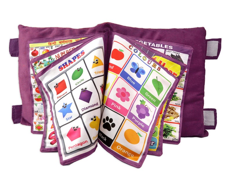 Keshav Creation Polyester Kids Learning Cushion Book | Educational Toys | Abcd Toys (Dark Purple), Pack of 1 - Image 1