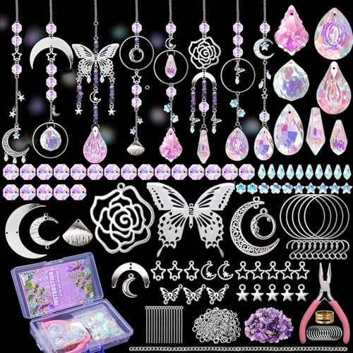 WASTROYAL DIY Suncatcher Kit 400pcs Sun Catchers Making Kit Supplies Crafts Suncatcher Kits for Adults With Tutorial Hanging Prism Sun Catcher with Crystals for Mom and Partner gifts Festival Decor (Butterfly) - Image 1