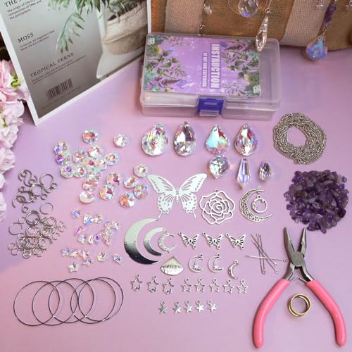 WASTROYAL DIY Suncatcher Kit 400pcs Sun Catchers Making Kit Supplies Crafts Suncatcher Kits for Adults With Tutorial Hanging Prism Sun Catcher with Crystals for Mom and Partner gifts Festival Decor (Butterfly) - Image 5