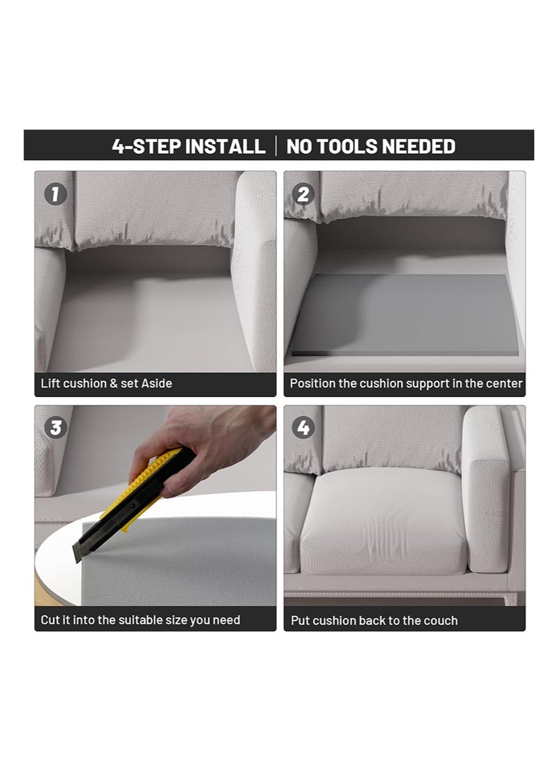 ايكانبو مجموعة من 3 وسائد دعم للأريكة للمقاعد المترهلة، إسفنج مقوس عالي الكثافة مقاس 20 بوصة × 20 بوصة، لإصلاح ترهل أسفل الوسادة (رمادي) - Image 4