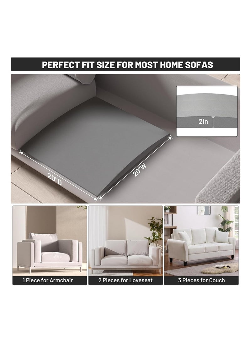 ايكانبو مجموعة من 3 وسائد دعم للأريكة للمقاعد المترهلة، إسفنج مقوس عالي الكثافة مقاس 20 بوصة × 20 بوصة، لإصلاح ترهل أسفل الوسادة (رمادي) - Image 2
