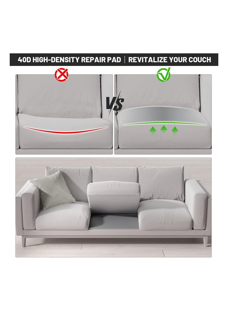 ايكانبو مجموعة من 3 وسائد دعم للأريكة للمقاعد المترهلة، إسفنج مقوس عالي الكثافة مقاس 20 بوصة × 20 بوصة، لإصلاح ترهل أسفل الوسادة (رمادي) - Image 5