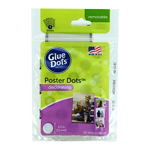 Glue Dots نقاط الغراء مزدوجة الجوانب القابلة للإزالة، 1/2''، شفافة، عبوة من 360، 6 عبوات - Image 1