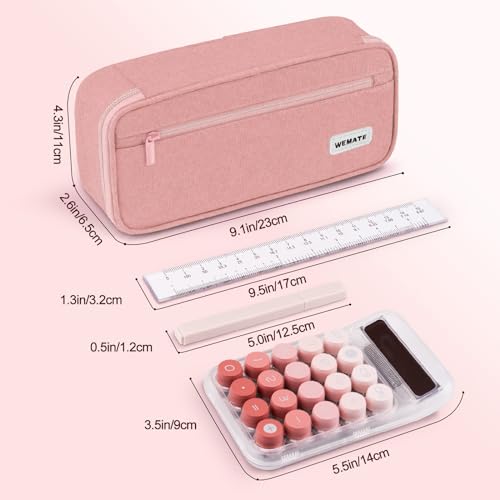 WEMATE Large Pencil Case Aesthetic,Big Capacity Canvas Pencil Pouch with Zipper, Pencil Case for Women & Men, Marker Pen Case,Portable Stationery Pencil Bag for Office Pink - Image 5