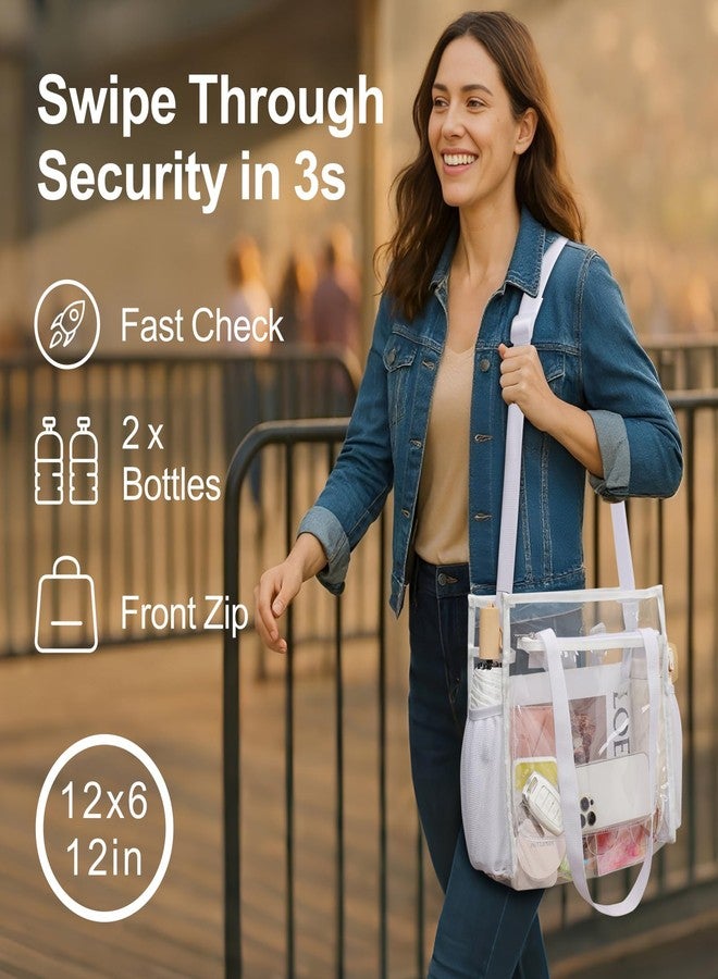 باكيزم حقيبة PACKISM الشفافة للمناسبات الرياضية، مقاس 12×6×12 بوصة - حقيبة شفافة معتمدة للمناسبات الرياضية وأيام المباريات والحفلات الموسيقية والعمل، لون أبيض - Image 2