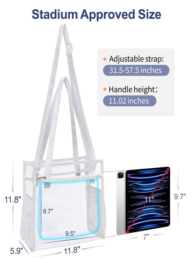باكيزم حقيبة PACKISM الشفافة للمناسبات الرياضية، مقاس 12×6×12 بوصة - حقيبة شفافة معتمدة للمناسبات الرياضية وأيام المباريات والحفلات الموسيقية والعمل، لون أبيض - Image 3
