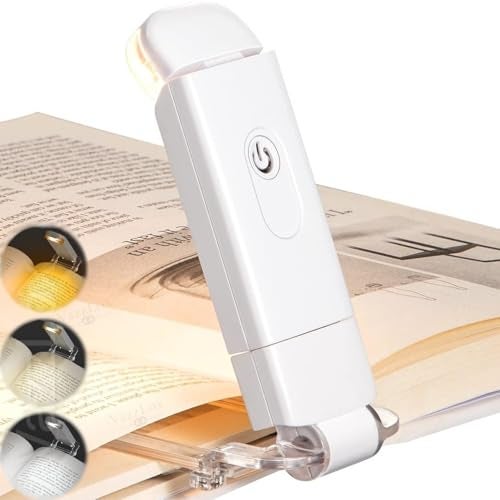 VazzLox Book Light for Night Reading USB Rechargeable Eye-Caring LED Light with 3 Brightness & 3 Color Modes Flexible Book Lamp Foldable Books Reading Light with Clip Books Read Lamp Reader Light - Image 1