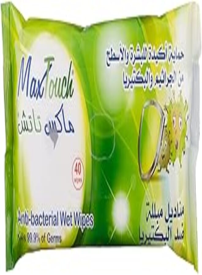Max Touch Max Touch Anti-Bacterial Wet Wipes - 40 Pieces