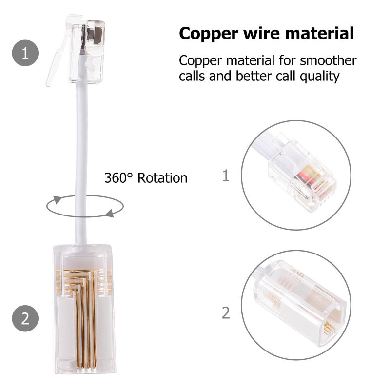 White 2 Pack Anti Tangle Telephone Cord Detangler With 360 Degree Swivel Receiver For Desk Landline Phone - Image 4