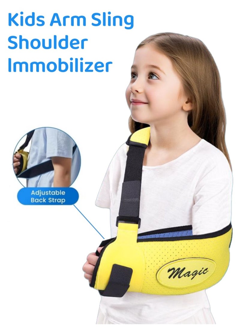 Magic Kids Arm Sling Shoulder Immobilizer with Waist Strap Sponge Filled Holder Support Brace for Child Boy Girl - Image 1