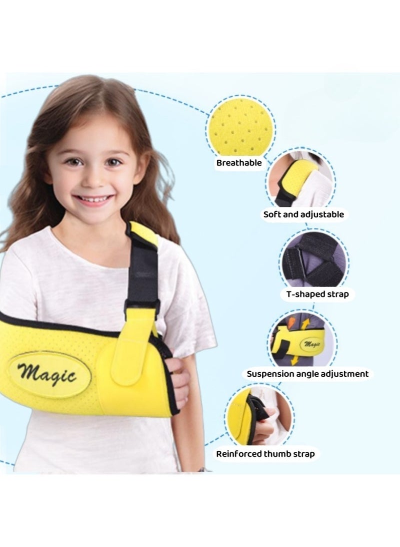 Magic Kids Arm Sling Shoulder Immobilizer with Waist Strap Sponge Filled Holder Support Brace for Child Boy Girl - Image 2