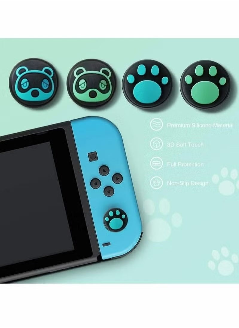 X-level - 4 Pcs Thumb Grip Caps With Soft Silicone Analog Stick Covers With Cool & Cat Paw Joystick Analog Cap for Nintendo Switch & Lite With Soft Silicone Button Cover For Controller - Image 1
