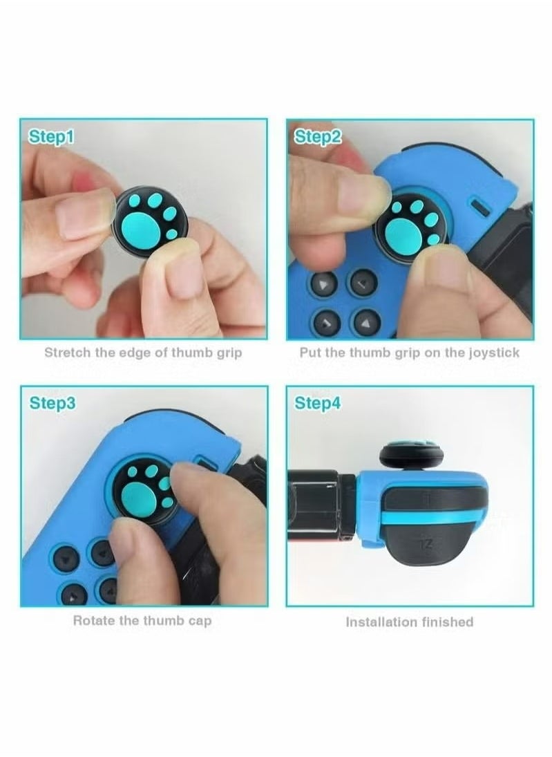 X-level - 4 Pcs Thumb Grip Caps With Soft Silicone Analog Stick Covers With Cool & Cat Paw Joystick Analog Cap for Nintendo Switch & Lite With Soft Silicone Button Cover For Controller - Image 1