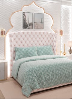Color Sense Color Sense Print 1 Comforter + 2 Pillow Cases Queen Cotton Green 240x200cm  - Image 1