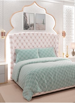 Color Sense Color Sense Print 1 Comforter + 2 Pillow Cases Queen Cotton Green 240x200cm  - Image 2